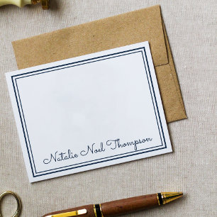Beruflicher Personalisierter Monogramm Name Navy B Mitteilungskarte