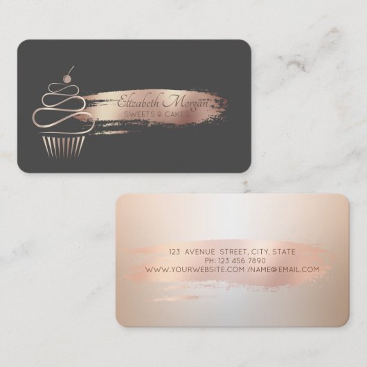 Beruflicher Pinselstrich, Cupcake, Süßigkeiten Visitenkarte (Vorne/Hinten)