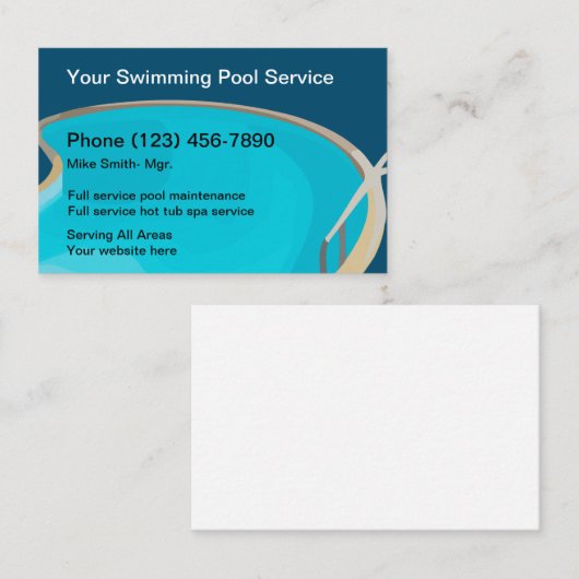 Beruflicher Pool und Wellness-Center-Service Visitenkarte (Vorne/Hinten)