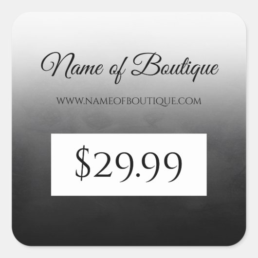 Beruflicher Preis für einfache Schwarze Boutique Quadratischer Aufkleber (Vorderseite)