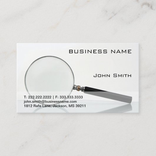 Beruflicher Privatdetektiv Visitenkarte (Vorderseite)