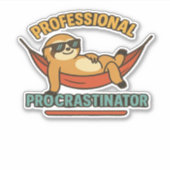 Beruflicher Procrastinator Sloth Retro T - Shirt C Aufkleber (Vorderseite)