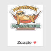 Beruflicher Procrastinator Sloth Retro T - Shirt C Aufkleber (Blatt)