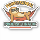 Beruflicher Procrastinator Sloth Retro T - Shirt C Aufkleber (Vorderseite)