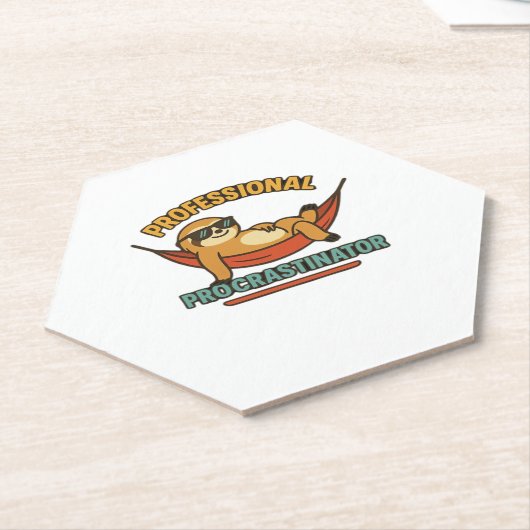 Beruflicher Procrastinator Sloth Retro T - Shirt C Untersetzer (angewinkelt)