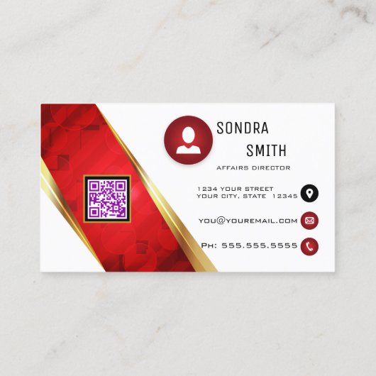 Beruflicher QR-Code BOLD rot und schwarz Visitenkarte (Rückseite)