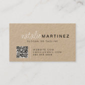 Beruflicher QR-Code Elegant Trendy Script Kraft Visitenkarte (Rückseite)