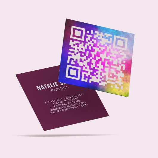 Beruflicher QR-Code farbenfroh, stilvoll einzigart Quadratische Visitenkarte