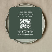 Beruflicher QR-Code Forest Green Social Media Quadratische Visitenkarte