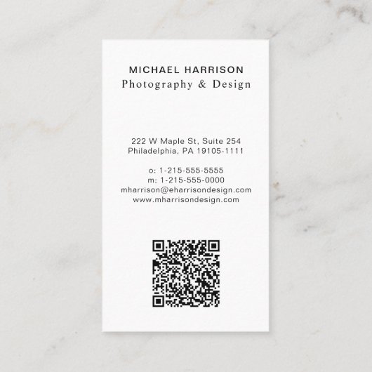 Beruflicher QR Code Foto Silver Visitenkarte (Rückseite)