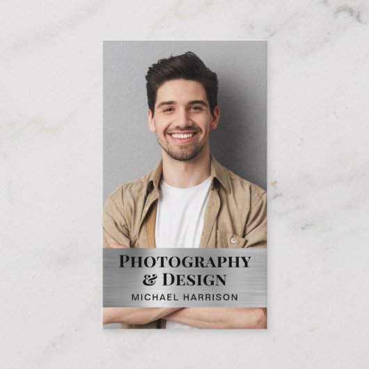 Beruflicher QR Code Foto Silver Visitenkarte (Vorderseite)