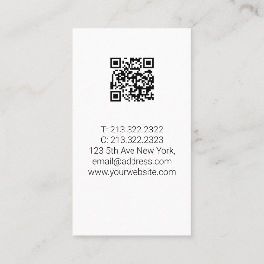 Beruflicher QR-Code Fotografie und Design Visitenkarte (Rückseite)