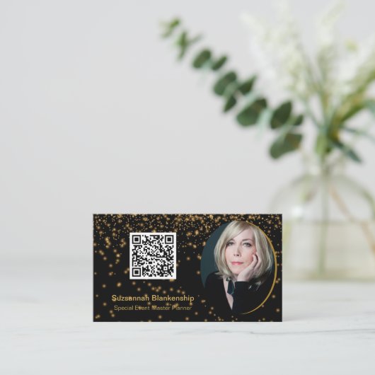 Beruflicher QR-Code für das Foto Black Gold Visitenkarte (Stehend Vorderseite)