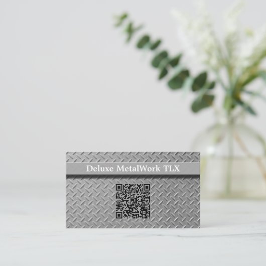 Beruflicher QR-Code für Diamantplatten Rustikales Visitenkarte (Stehend Vorderseite)