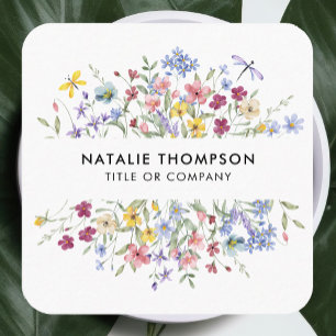 Beruflicher QR-Code für elegante Wildblume Quadratische Visitenkarte