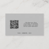 Beruflicher QR-Code für Foto in Schwarz und Grau Visitenkarte (Rückseite)