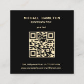 Beruflicher QR-Code für Goldbürstenpinsel Quadratische Visitenkarte (Rückseite)