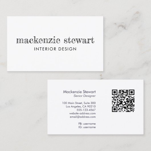 Beruflicher QR-Code für Kleinsthandschrift Visitenkarte (Vorne/Hinten)