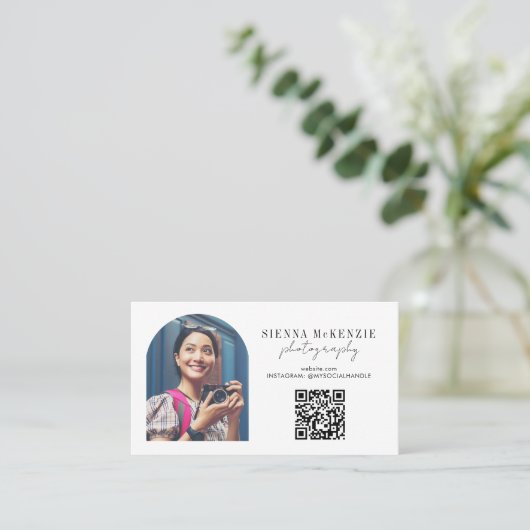 Beruflicher QR-Code für moderne Bogenfotografie Visitenkarte (Stehend Vorderseite)