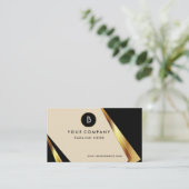 Beruflicher QR-Code für Monogramm, schwarz und Gol Visitenkarte (Stehend Vorderseite)