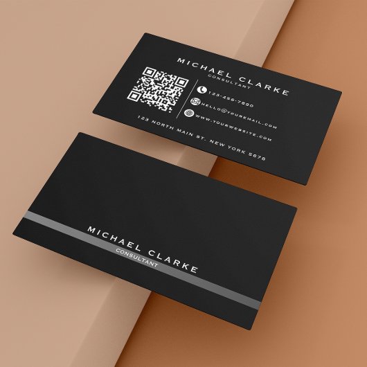 Beruflicher QR-Code für Schwarz und Weiß Visitenkarte