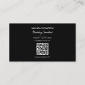Beruflicher QR-Code für Schwarz-weiße Initialen Visitenkarte (Rückseite)