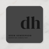 Beruflicher Qr-Code für Schwarze Monogramme Quadratische Visitenkarte (Vorderseite)