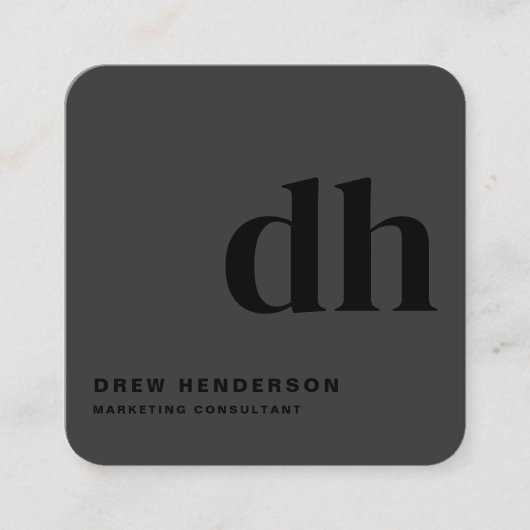 Beruflicher Qr-Code für Schwarze Monogramme Quadratische Visitenkarte (Vorderseite)