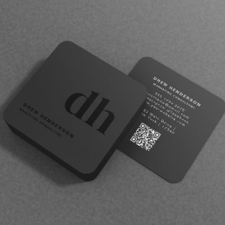 Beruflicher Qr-Code für Schwarze Monogramme Quadratische Visitenkarte