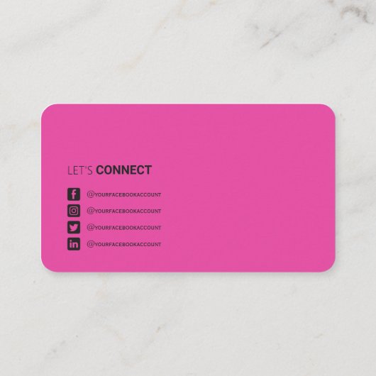 Beruflicher QR-Code für Social Media heißen rosa B Visitenkarte (Rückseite)