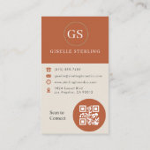 Beruflicher QR-Code für Terracotta Sage Green Foto Visitenkarte (Rückseite)