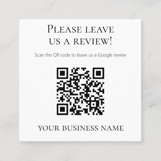 Beruflicher QR-Code Google-Review Quadratische Visitenkarte (Vorderseite)
