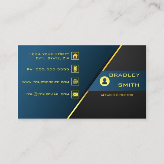 Beruflicher QR Code Gradient Blue und Gold Visitenkarte (Rückseite)