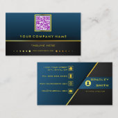 Beruflicher QR Code Gradient Blue und Gold Visitenkarte (Vorne/Hinten)