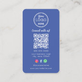 Beruflicher Qr Code Instagramm Facebook Logo Blau Visitenkarte (Rückseite)