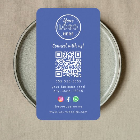 Beruflicher Qr Code Instagramm Facebook Logo Blau Visitenkarte