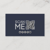 Beruflicher QR-Code, Luftfahrt, blau, minimalistis Visitenkarte (Rückseite)