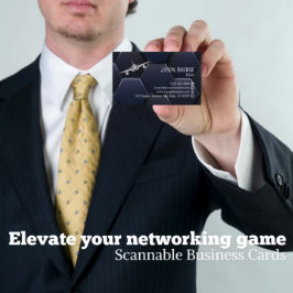 Beruflicher QR-Code, Luftfahrt, modernes blaues Si Visitenkarte