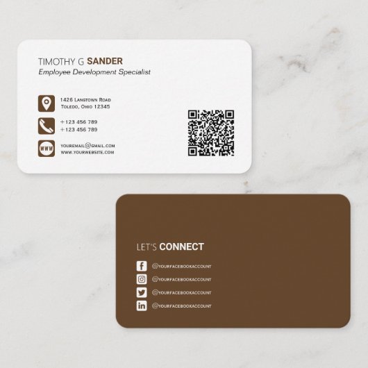 Beruflicher QR-Code mit Social-Media-Vernetzung  Visitenkarte (Vorne/Hinten)