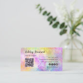 Beruflicher Qr-Code Modernes Holo Opal Stilvolles Visitenkarte (Stehend Vorderseite)