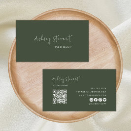 Beruflicher QR-Code Modernes Minimalistisches Grün Visitenkarte