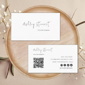 Beruflicher Qr-Code Modernes Minimalistisches Weiß Visitenkarte