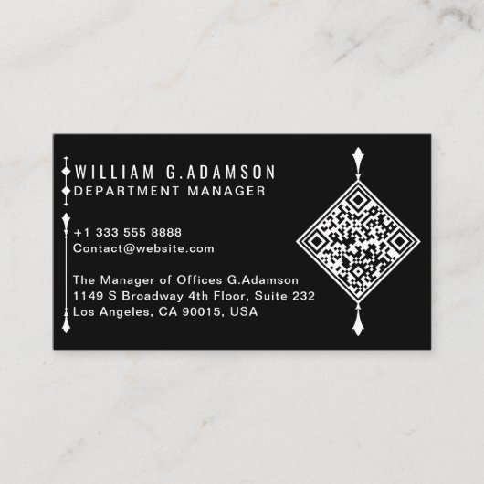 Beruflicher QR-Code | Modernes Minimalschwarz Visitenkarte (Vorderseite)