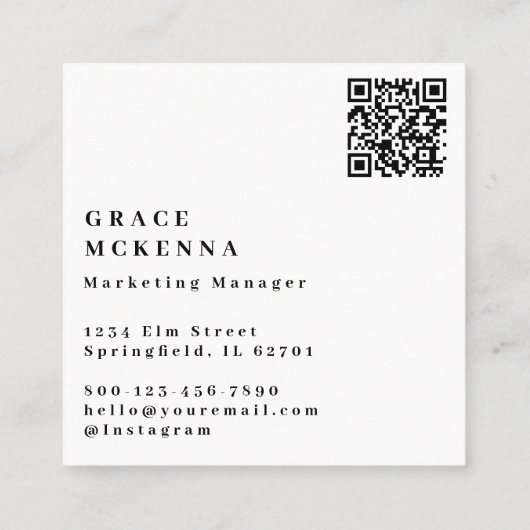 Beruflicher QR-Code Quadratische Visitenkarte (Rückseite)