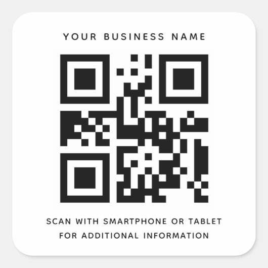 Beruflicher QR-Code Quadratischer Aufkleber (Vorderseite)