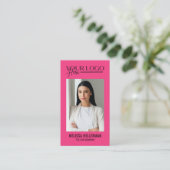 Beruflicher QR-Code Rosa Foto-Logo Vertikal Visitenkarte (Stehend Vorderseite)