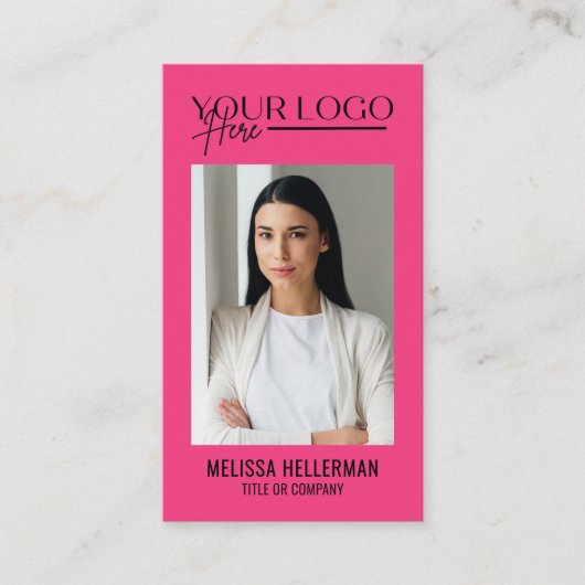 Beruflicher QR-Code Rosa Foto-Logo Vertikal Visitenkarte (Vorderseite)