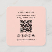 Beruflicher QR-Code Rosa Social Media Quadratische Visitenkarte (Rückseite)