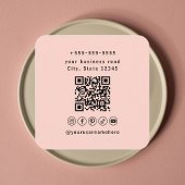 Beruflicher QR-Code Rosa Social Media Quadratische Visitenkarte
