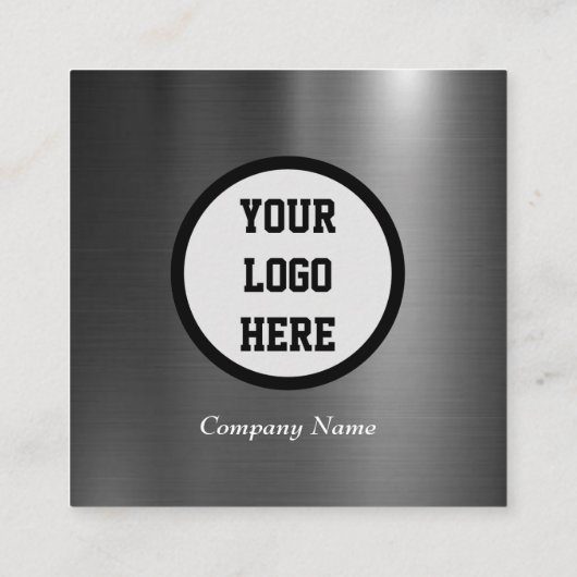 Beruflicher QR Code Scannable Black Metallic Quadratische Visitenkarte (Rückseite)